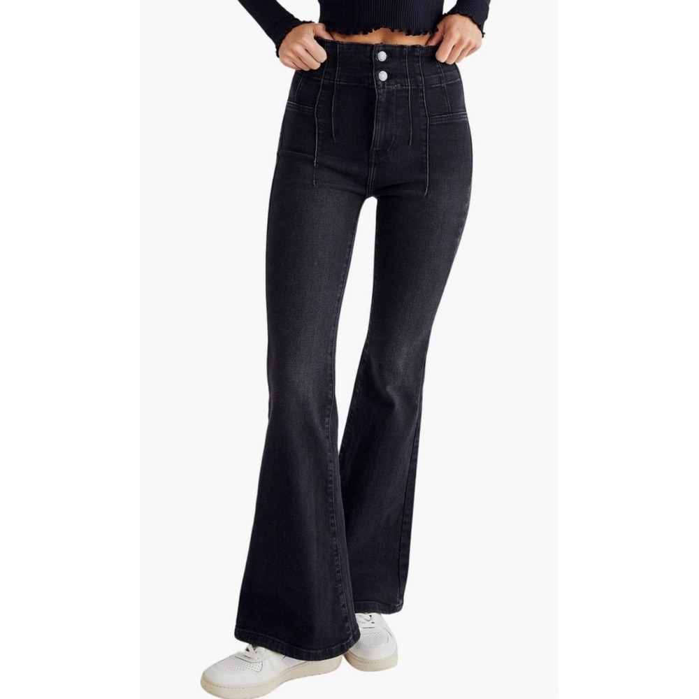 Free People We the Free Jayde High-Waisted Grey Flare Jeans